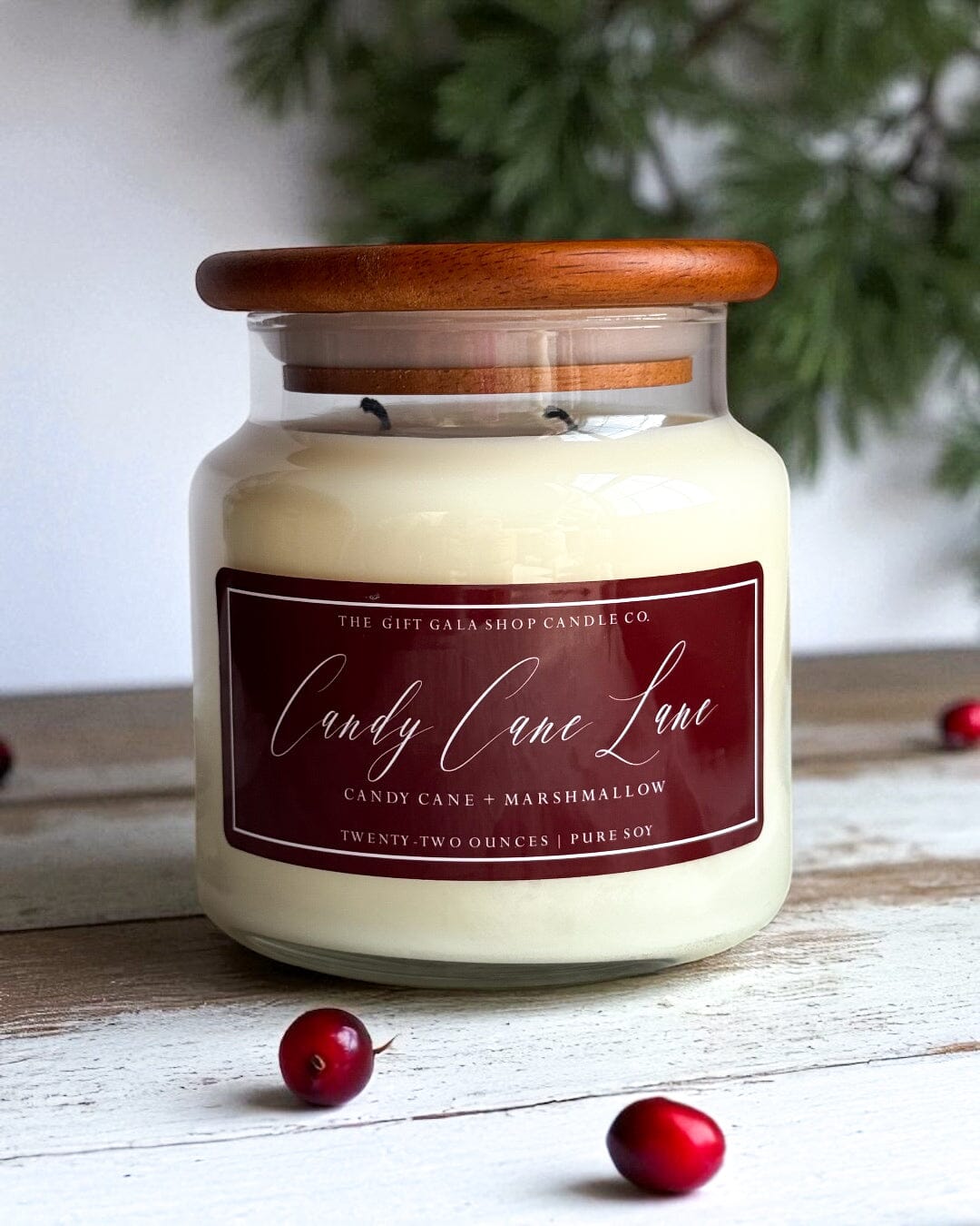 Candy Cane Lane Soy Candle 22 oz | Large Christmas Candle | Peppermint & Marshmallow Scent The Gift Gala Shop Candle Co.